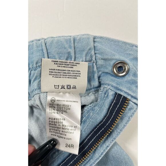 AG Adriano Goldschmied High Rise Barrel Jean Paperbag Roxbury Silk Blend Size 24 - Picture 5 of 9